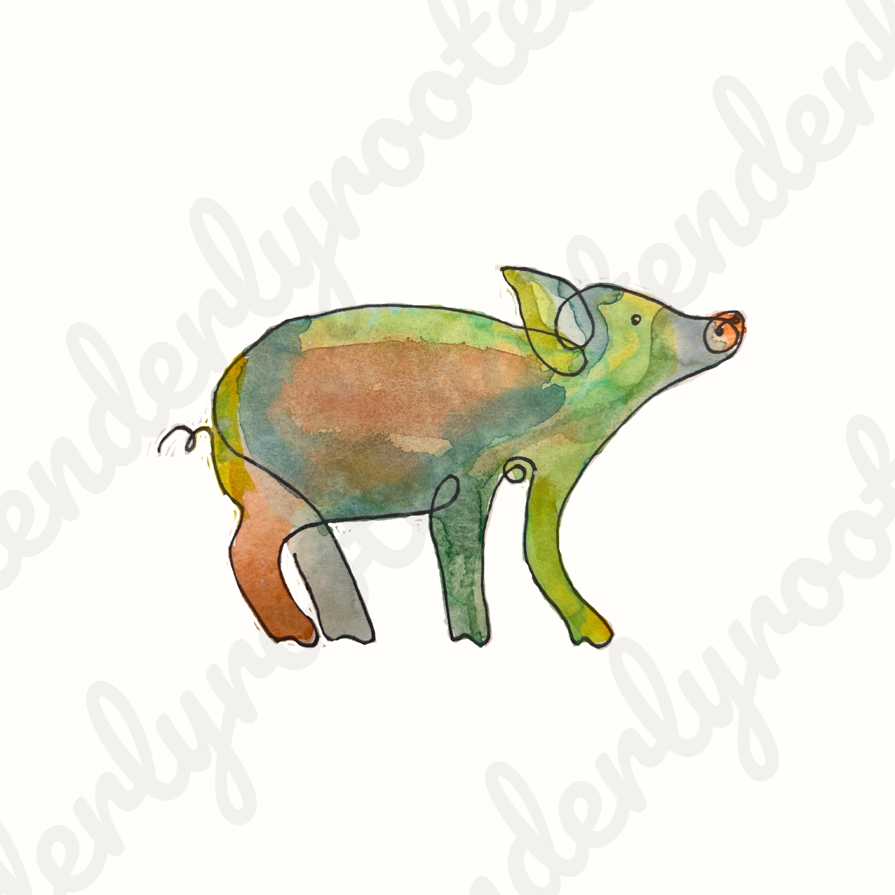 Digital Download: Pig Watercolors