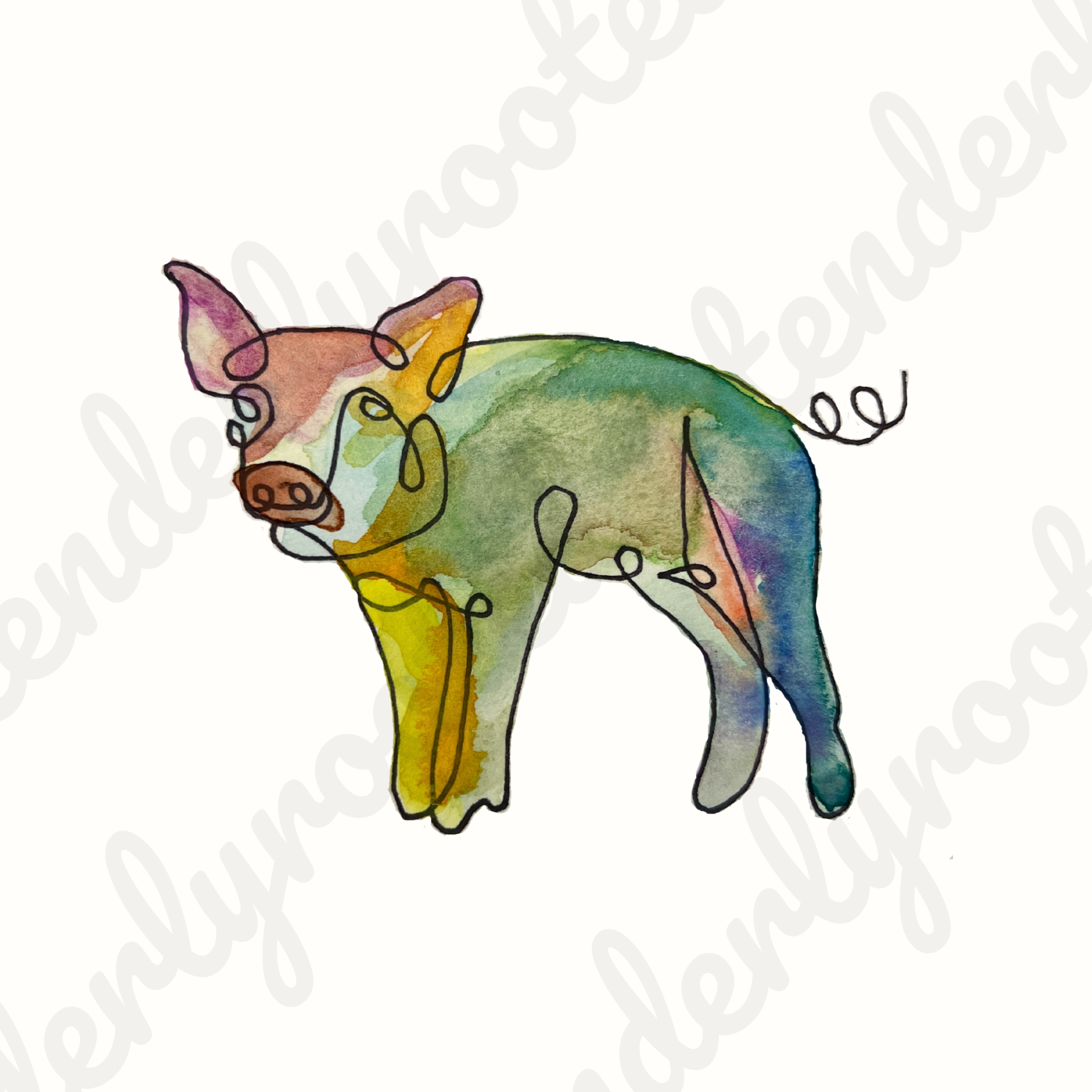 Digital Download: Pig Watercolors