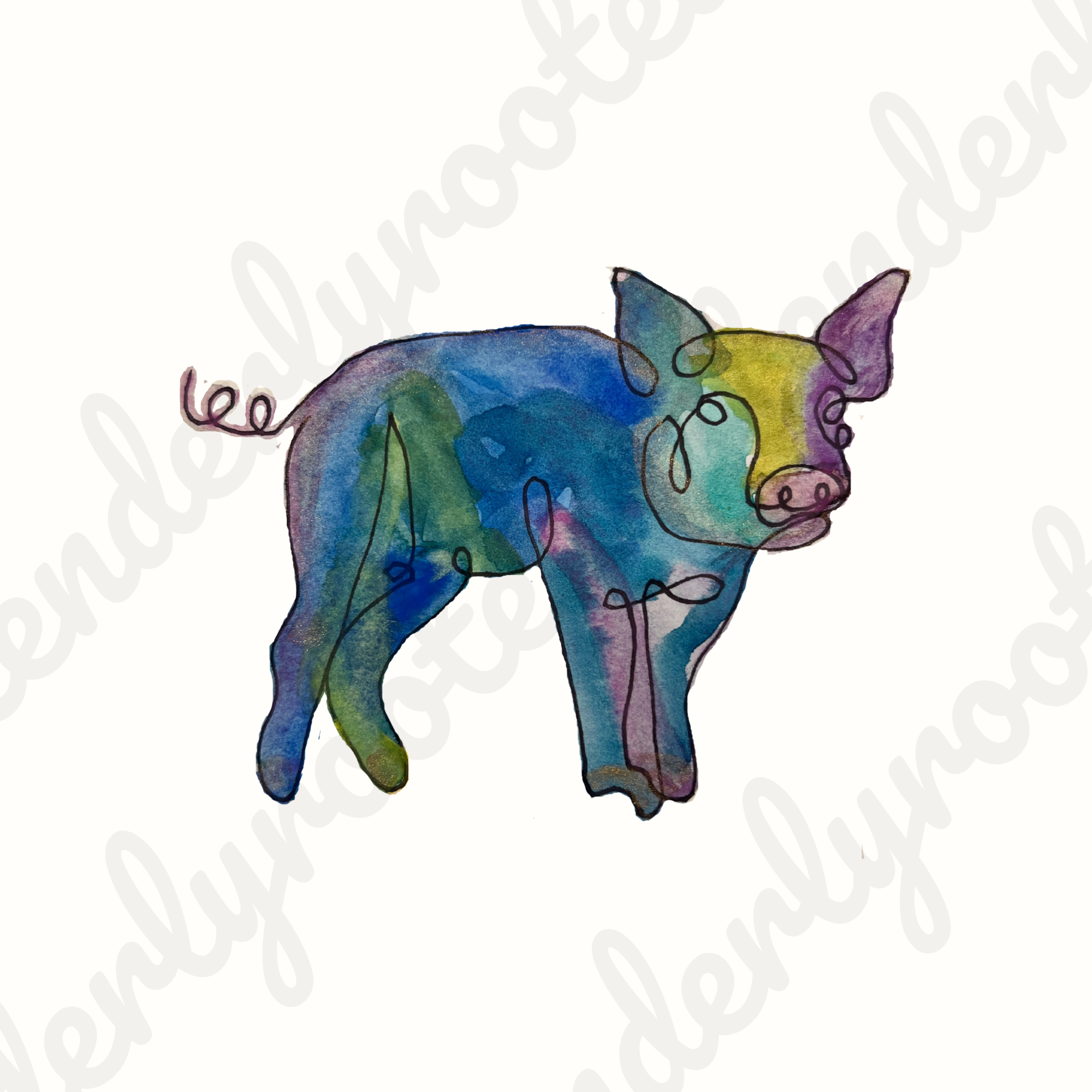 Digital Download: Pig Watercolors