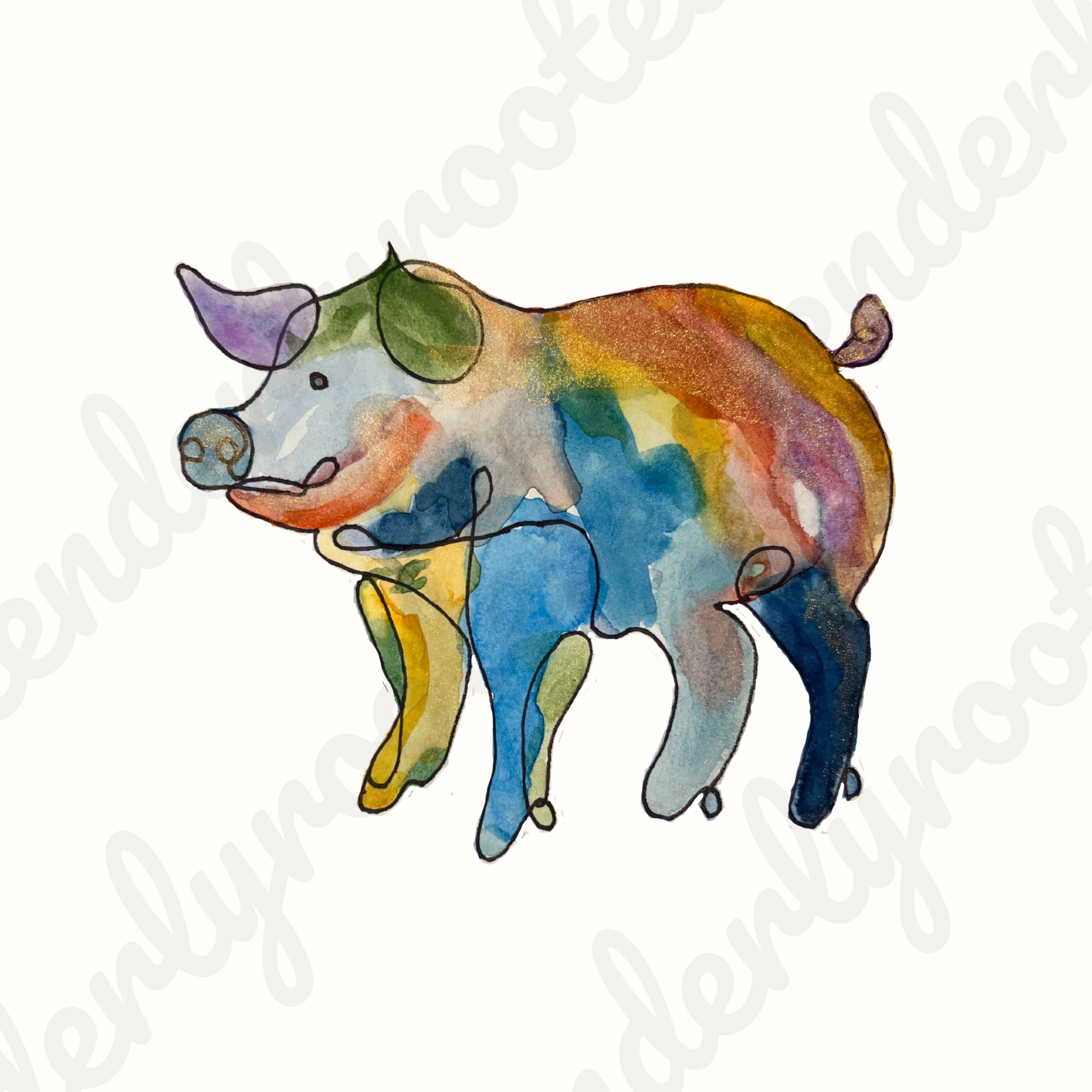 Digital Download: Pig Watercolors
