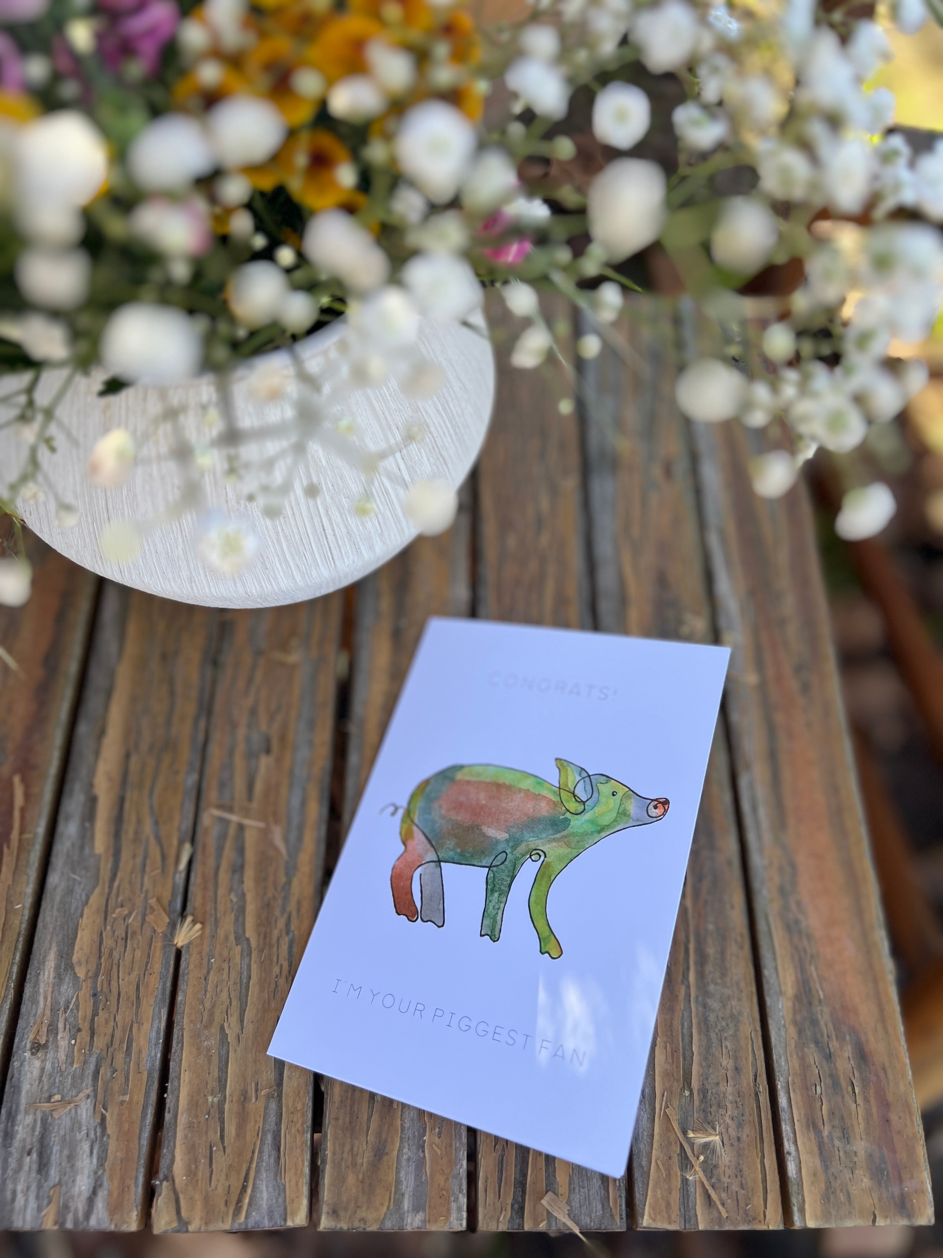 Pig-pun Watercolor Cards by Eisley